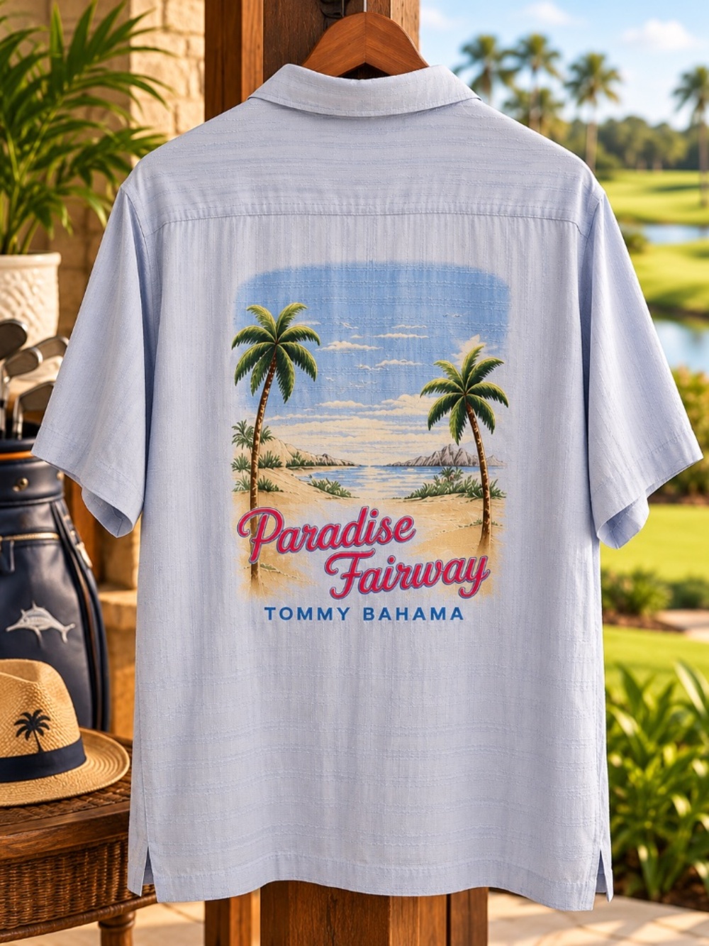 Tommy Bahama Men's XL Paradise Fairway 100% Silk Golf Camp Shirt ⛳️